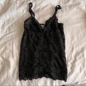 Gray Sheer Lace Camisole Tank